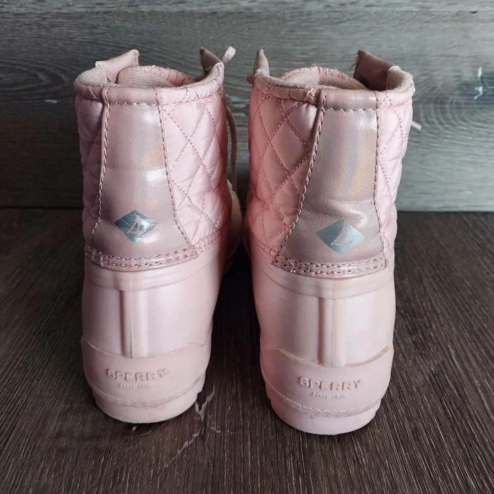 Sperry Port Duck Boots Quilted Light Pink Size 4M